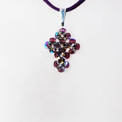 Pendant 30cm - Theophanie-Purple Suedine - Pendant 30cm - Laiton argenté